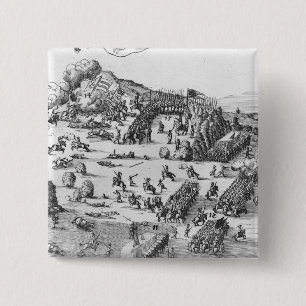 Badge Carré 5 Cm Vue générale de la bataille de Muhlberg