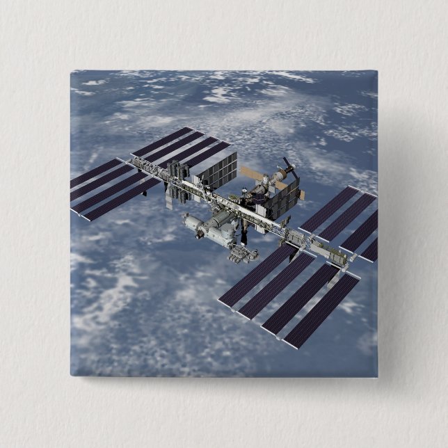 Badge Carré 5 Cm Vue générée par ordinateur 2 (Devant)