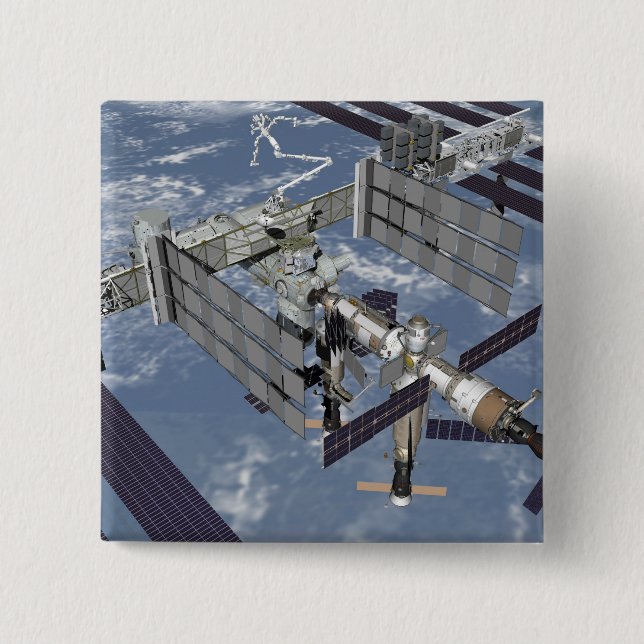 Badge Carré 5 Cm Vue générée par ordinateur 7 (Devant)