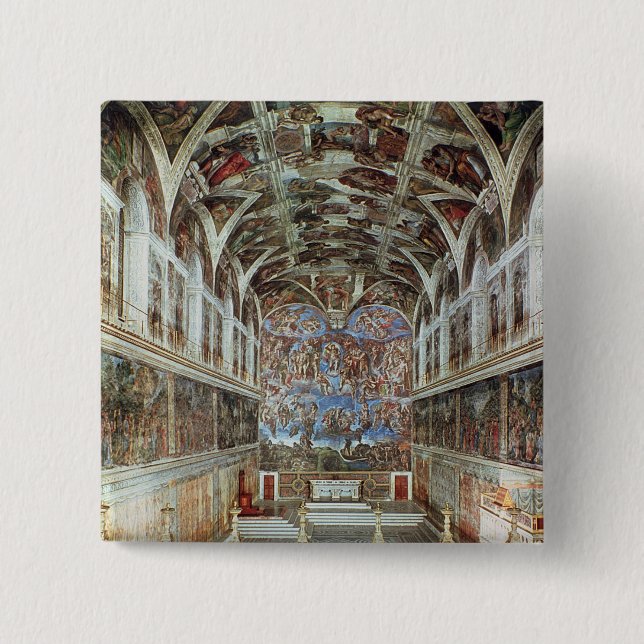 Badge Carré 5 Cm Vue intérieure de la chapelle de Sistine (Devant)