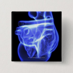 Badge Carré 5 Cm Vue luminescente du coeur humain