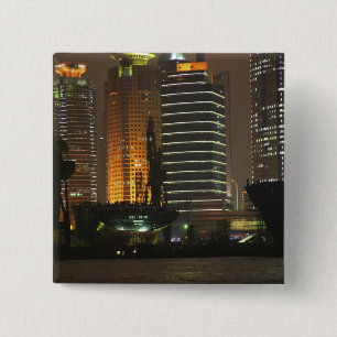 Badge Carré 5 Cm Vue nocturne des tours de Pudong New Area par