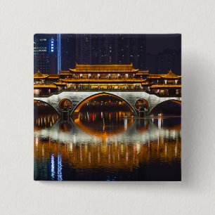 Badge Carré 5 Cm Vue nocturne du pont d'Anshun