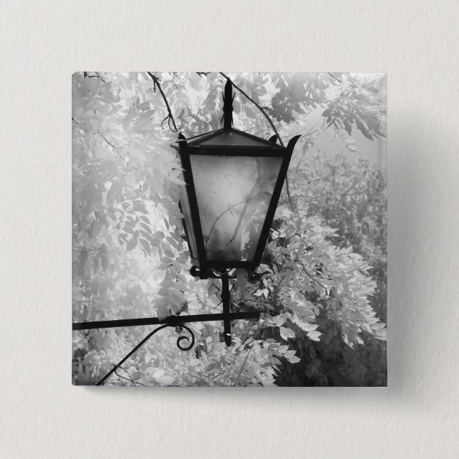 Badge Carré 5 Cm Vue noir et blanc d'une applique lumineuse (Devant)