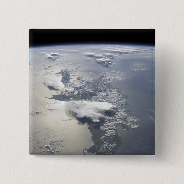 Badge Carré 5 Cm Vue panoramique sur l'île d'Hispaniola (Devant)