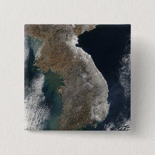 Badge Carré 5 Cm Vue satellite de la chute de neige