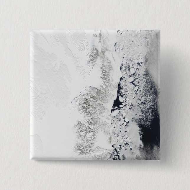 Badge Carré 5 Cm Vue satellite de la côte est de Greenlan (Devant)