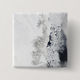 Badge Carré 5 Cm Vue satellite de la côte orientale de Greenlan