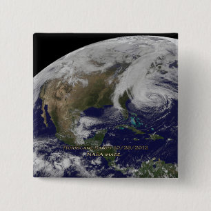 Badge Carré 5 Cm Vue satellite de l'ouragan Sandy