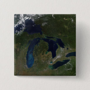 Badge Carré 5 Cm Vue satellite des Great Lakes