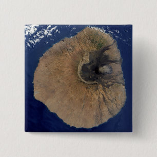 Badge Carré 5 Cm Vue satellite du Mont Fogo