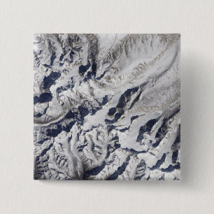 Badge Carré 5 Cm Vue satellite d'un glacier de l'Himalaya