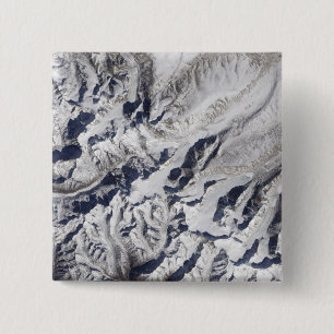 Badge Carré 5 Cm Vue satellite d'un glacier himalayen