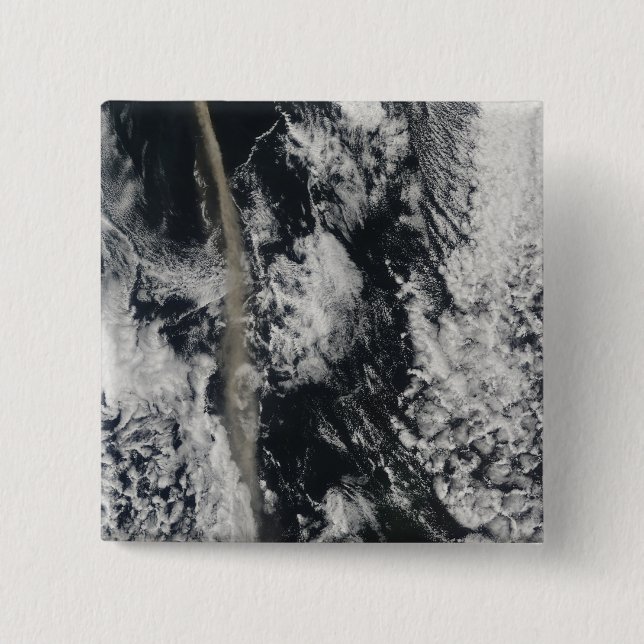 Badge Carré 5 Cm Vue satellite d'un panache de cendres (Devant)