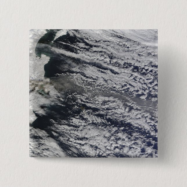 Badge Carré 5 Cm Vue satellite d'un panache de cendres 3 (Devant)