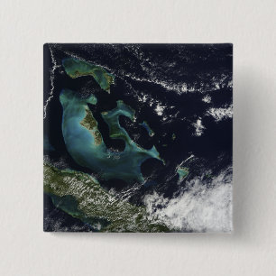 Badge Carré 5 Cm Vue satellite sur les îles Bahama