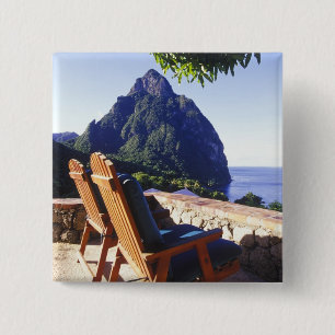 Badge Carré 5 Cm Vue sur Gros Piton depuis la villa Stonefield Esta