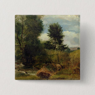 Badge Carré 5 Cm Vue sur la rivière Sid, près de Sidmouth, c.1852