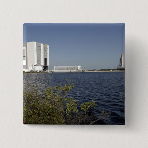 Badge Carré 5 Cm Vue sur le bassin, navette spatiale Atlantis