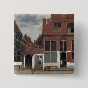 Badge Carré 5 Cm Vue sur les maisons de Delft The Little Street