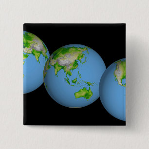 Badge Carré 5 Cm Vue topographique du monde