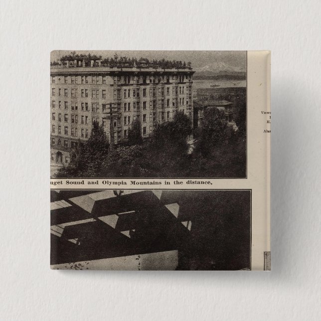 Badge Carré 5 Cm Vues, Seattle (Devant)