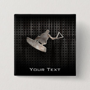 Badge Carré 5 Cm Wakeboarder ; Noir frais