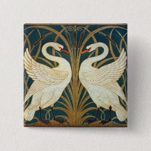 Badge Carré 5 Cm Walter Crane Swan