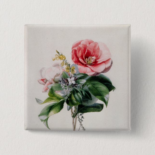 Badge Carré 5 Cm wamellia et balai (Devant)