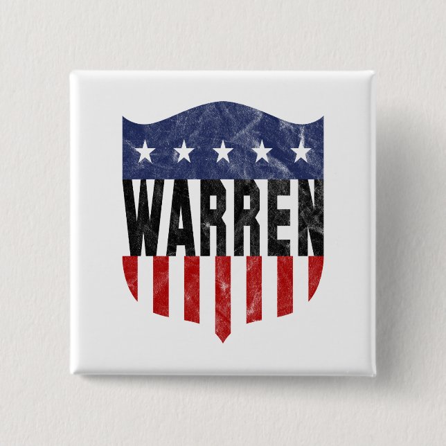 Badge Carré 5 Cm WARREN stars and stripes (Devant)
