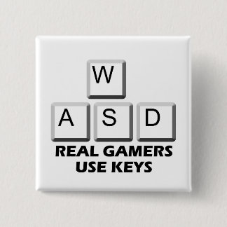 Badge Carré 5 Cm WASD - Vraies clés d'utilisation de Gamers