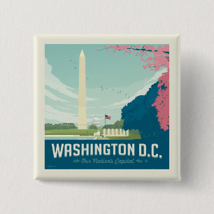 Badge Carré 5 Cm Washington DC   La capitale de notre nation