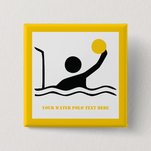 Badge Carré 5 Cm Water polo player black silhouette custom (Devant)