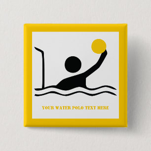 Badge Carré 5 Cm Water polo player black silhouette custom