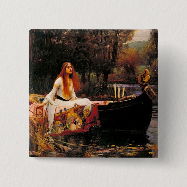 Badge Carré 5 Cm Waterhouse Lady of Shalott (Devant)