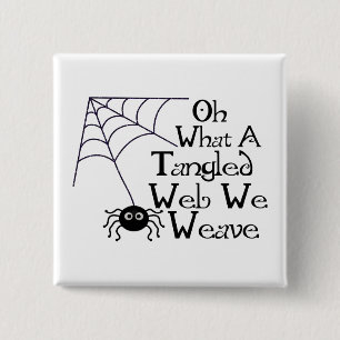 Badge Carré 5 Cm Web spider embrouillé