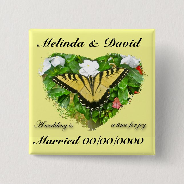 Badge Carré 5 Cm Wedding Swallowtail Butterfly Items (Devant)