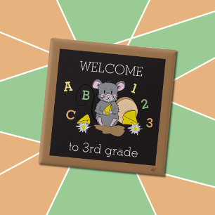 Badge Carré 5 Cm Welcome the 3rd grade 1st day of school button