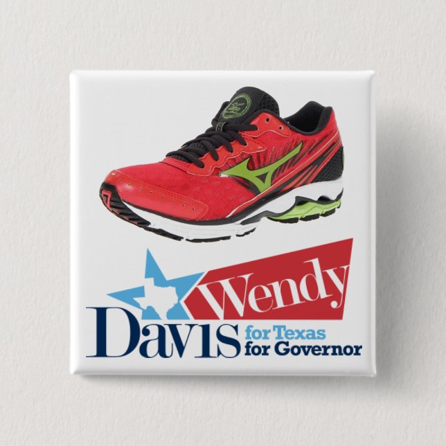 Badge Carré 5 Cm Wendy Davis pour le gouverneur (Devant)