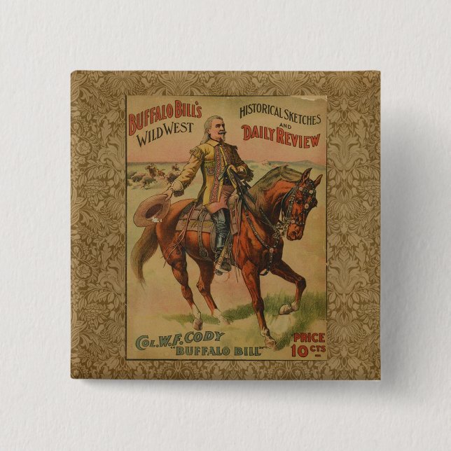 Badge Carré 5 Cm Western Buffalo Bill Wild West (Devant)