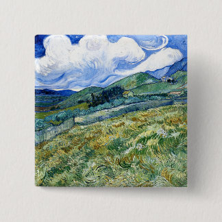 Badge Carré 5 Cm Wheatfield et Mountains, Vincent Van Gogh