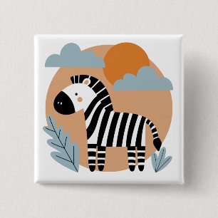 Badge Carré 5 Cm Whimsical Zebra Scandinave Influencée