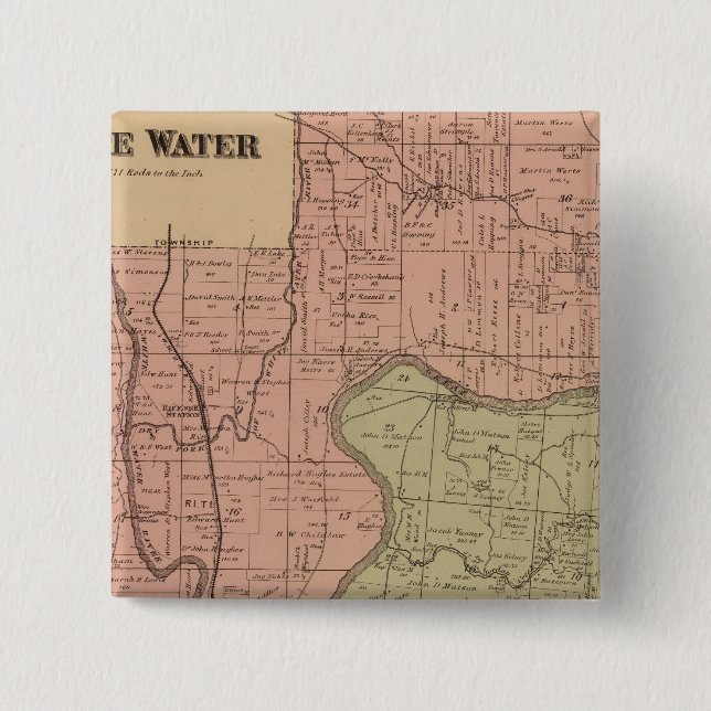 Badge Carré 5 Cm White Water, Miami (Devant)
