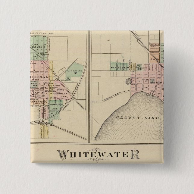 Badge Carré 5 Cm Whitewater, Elkhorn et Genève (Devant)
