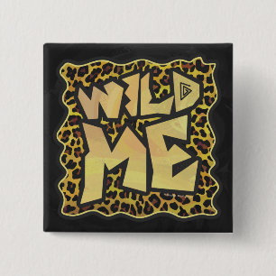 Badge Carré 5 Cm Wild Me Leopard Brown et jaune