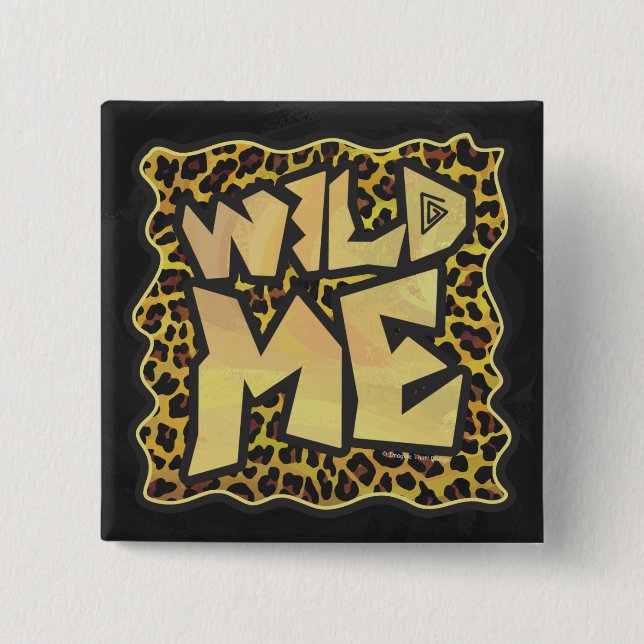 Badge Carré 5 Cm Wild Me Leopard Brown et jaune (Devant)