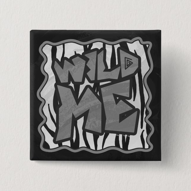 Badge Carré 5 Cm Wild Me Tiger noir et blanc (Devant)