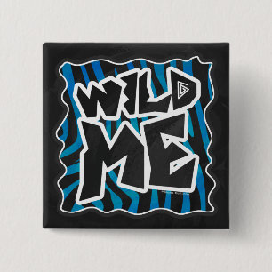Badge Carré 5 Cm Wild Me Zebra Noir et Bleu