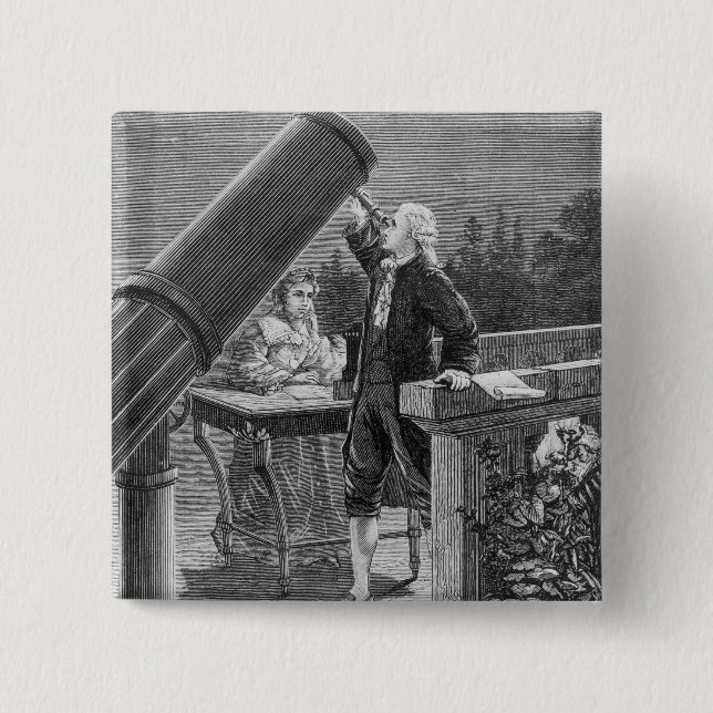 Badge Carré 5 Cm William Herschel découvre la planète Uranus (Devant)