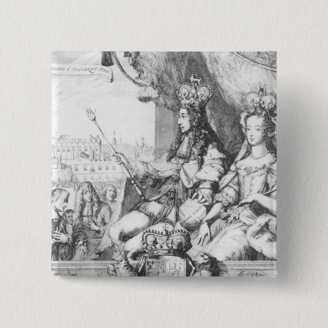 Badge Carré 5 Cm William III et Mary II (Devant)